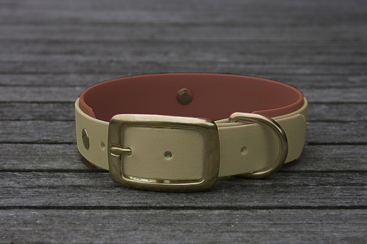Biothane Halsband 19/25mm "bicolor" (Schnalle) bicolor: taupe / braun — handgefertigt