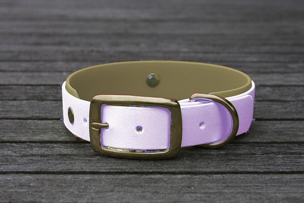 Biothane Halsband 19/25mm "bicolor" (Schnalle) bicolor: lavendel / taupe — handgefertigt
