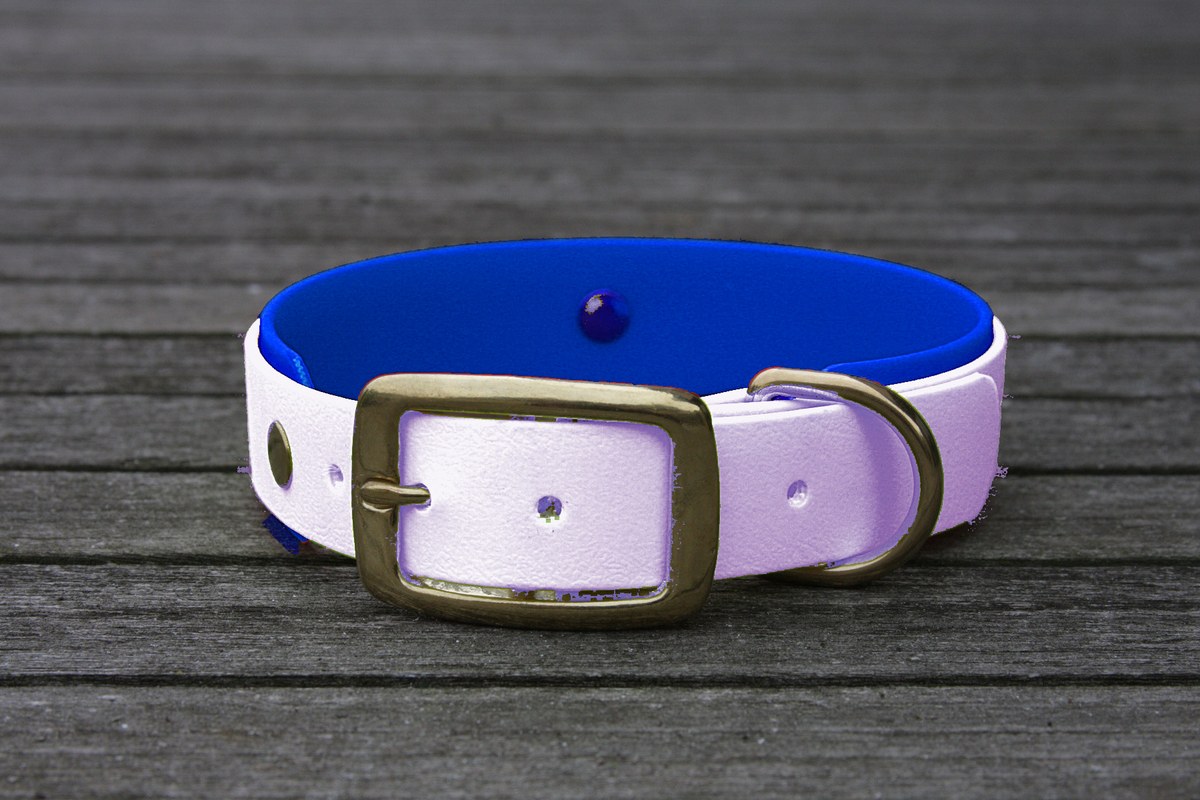 Biothane Halsband 19/25mm "bicolor" (Schnalle) bicolor: lavendel / dunkel-blau — handgefertigt