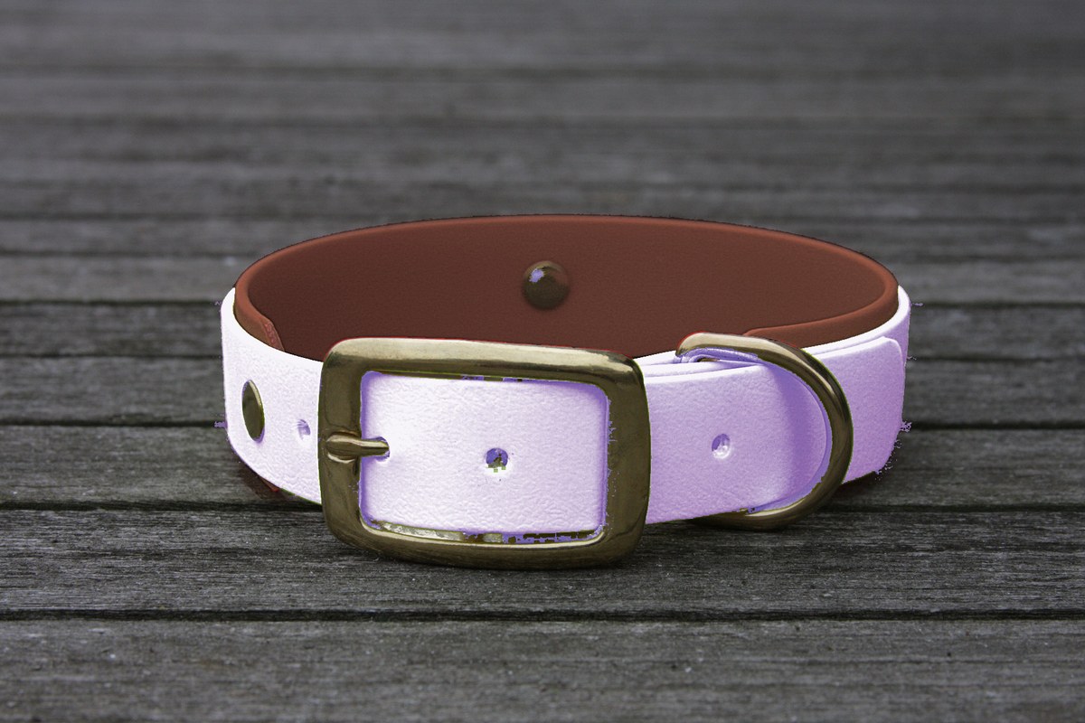 Biothane Halsband 19/25mm "bicolor" (Schnalle) bicolor: lavendel / braun — handgefertigt