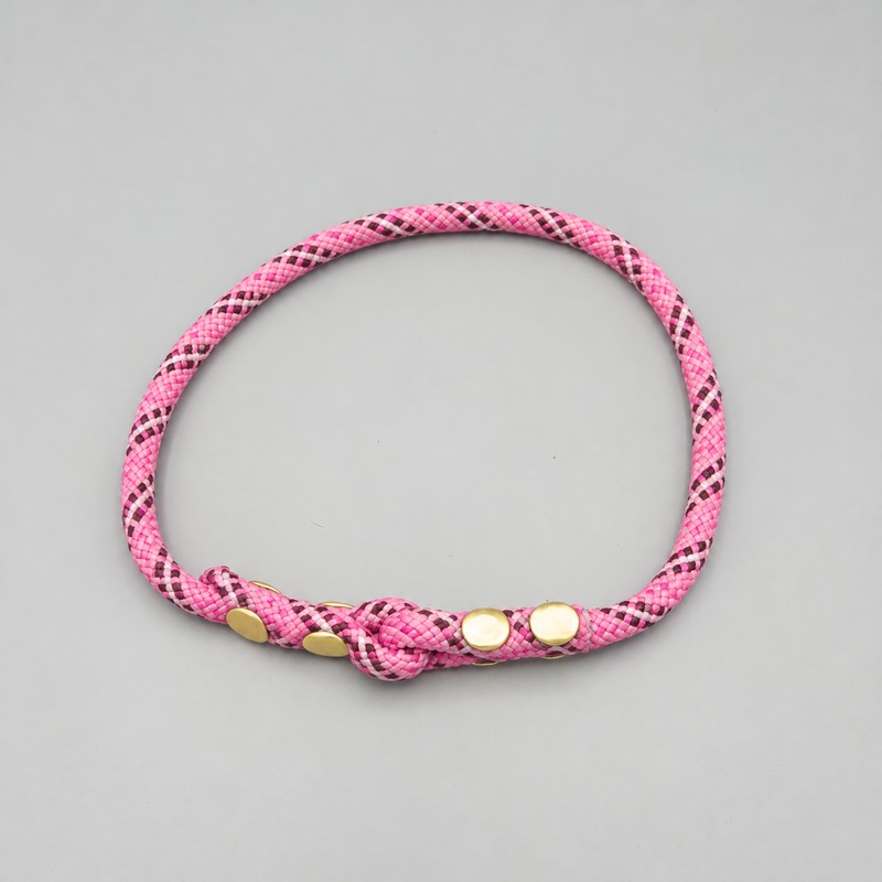 Collar FieldTrial — rosa-multi — vista frontal — hecho a mano en adorit.be