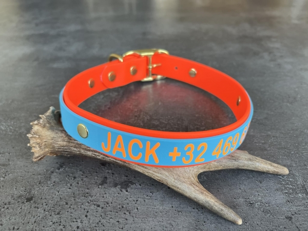 Biothane Halsband+PRINT 19/25 "bicolor" (Schnalle)